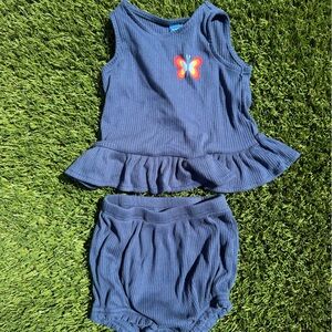Old Navy Navy Ribbed Butterfly 2-Piece Set Girls 18–24M